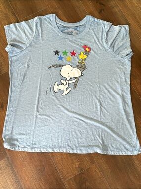 EUC Lane Bryant Light Blue Snoopy & Woodstock Graphic Tee
